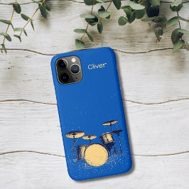 Capa Para iPhone 11 Pro Drum Set on Blue