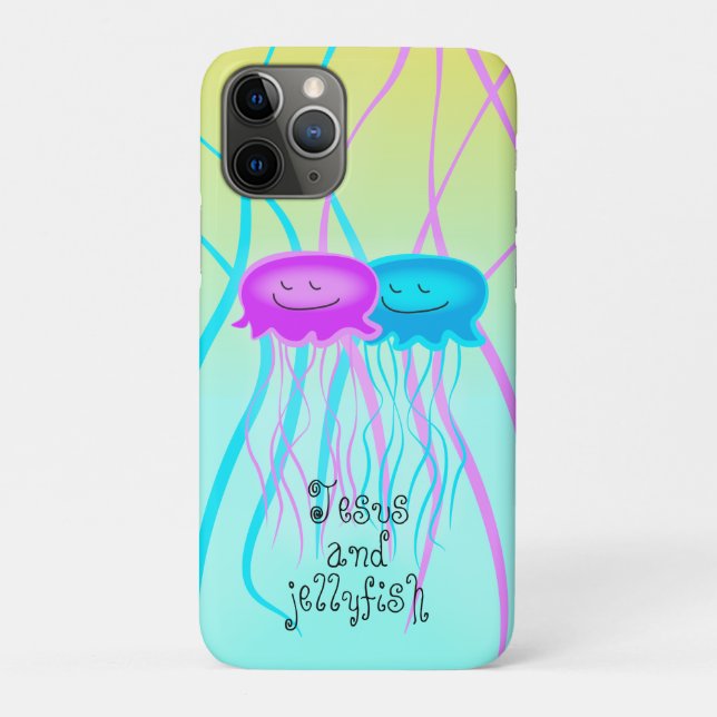 Capa Para iPhone 11 Pro Duas Jellyfish de desenho animado (Verso)