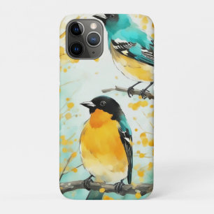 Capa Para iPhone 11 Pro Duas Pássaros Sentadas na Ramificação da Árvore