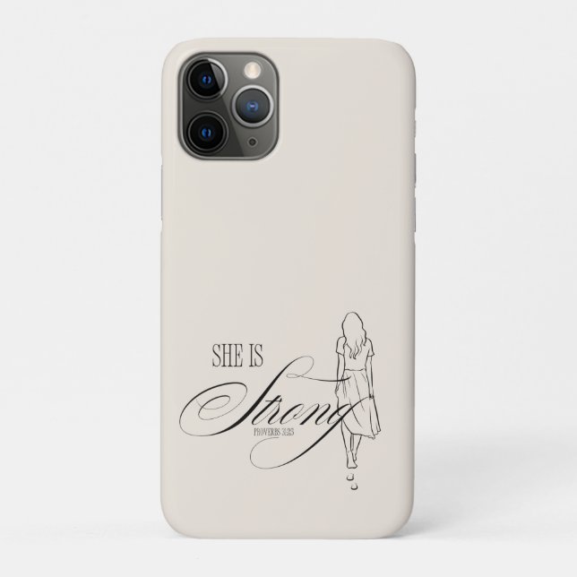 Capa Para iPhone 11 Pro Ela é Forte Provérbios 31:25 (Verso)