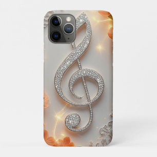 Capa Para iPhone 11 Pro 💎 Elegância da Chave de Sol Brilhante Diamante Mú
