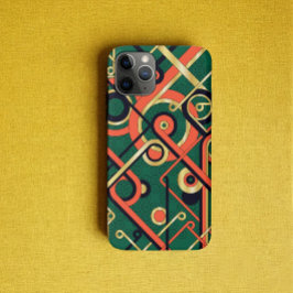 Capa Para iPhone 11 Pro Elegante Arte Deco Geométrico Verde e Dourado