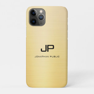 Capa Para iPhone 11 Pro Elegante Dourado Nome Monograma Moderno Modelo