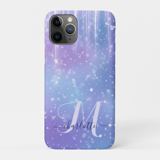 Capa Para iPhone 11 Pro Elegante e Glitzy Purple Sparkle (Verso)