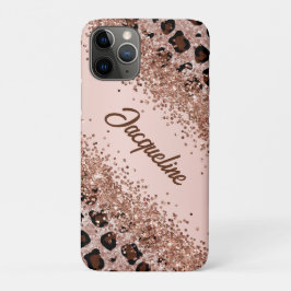 Capa Para iPhone 11 Pro Elegante Estampa de Leopardo e Brilho