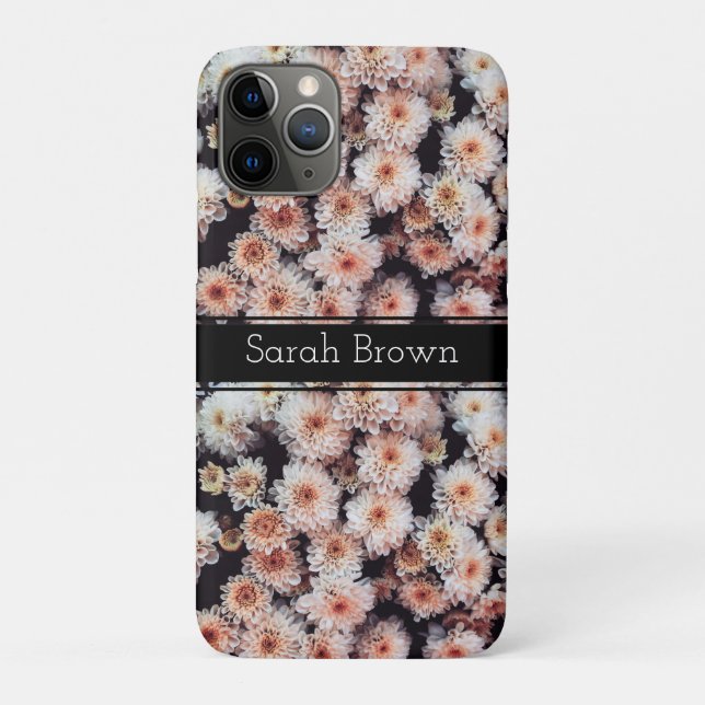 CAPA PARA iPhone 11 PRO ELEGANTE FLORAL DE DAHLIA BRANCO PERSONALIZADO (Verso)