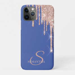 Capa Para iPhone 11 Pro Elegante Glitter Rosa Dourado Gotejando Violeta