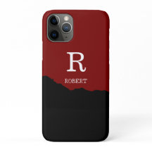 Elegante inicial personalizada preta e vermelha