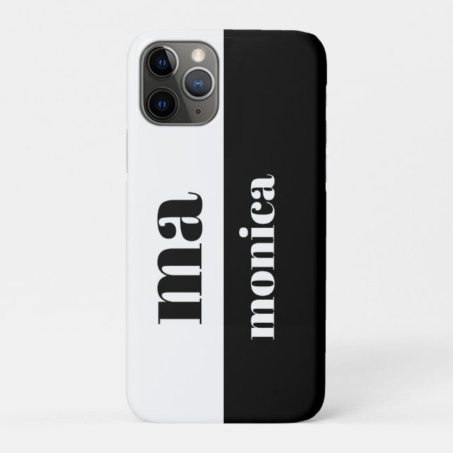 Capa Para iPhone 11 Pro Elegante monograma inicial em roteiro preto e bran (Verso)