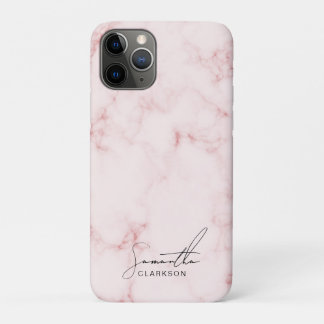 Capa Para iPhone 11 Pro Elegante Roteiro Manuscrito Minimalista Rosa Mármo