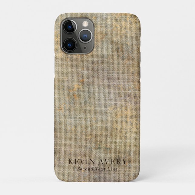 Capa Para iPhone 11 Pro Elegante Rustic Beige Linen Texture (Verso)