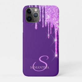 Capa Para iPhone 11 Pro Elegantes Gotas de Brilho Violeta
