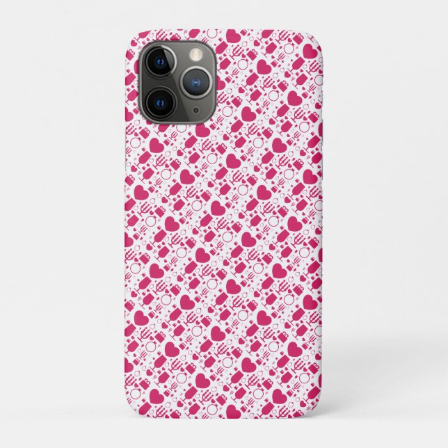Capa Para iPhone 11 Pro elementos de padrões do dia dos namorados (Verso)