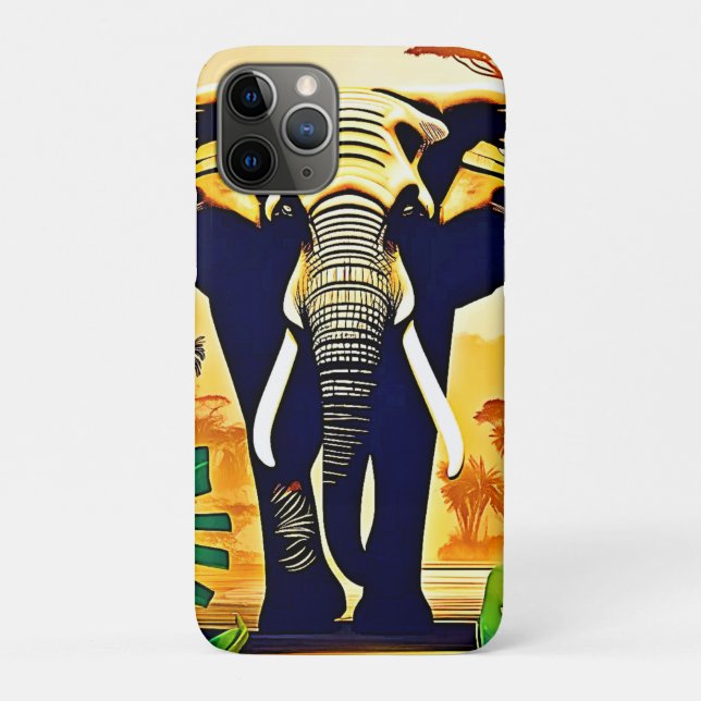 Capa Para iPhone 11 Pro Elephant Portrait Jungle View (Verso)