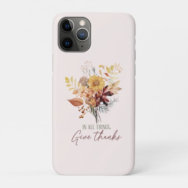 Capa Para iPhone 11 Pro Em Tudo, Dê Obrigados - Buquê Floral De Outono (Verso)