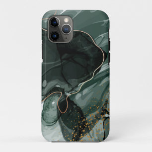 Capa Para iPhone 11 Pro Emerald Green e Dourado Marble, Fundo Marble
