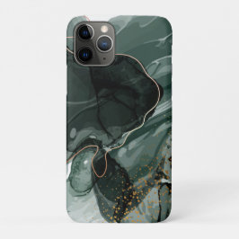 Capa Para iPhone 11 Pro Emerald Green e Dourado Marble, Fundo Marble
