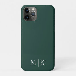 Capa Para iPhone 11 Pro Emerald Green e White | Monograma Moderno