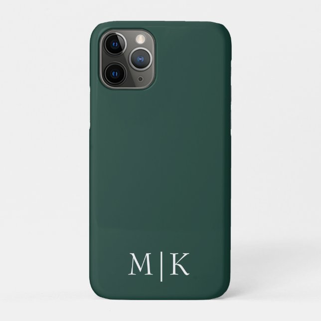 Capa Para iPhone 11 Pro Emerald Green e White | Monograma Moderno (Verso)
