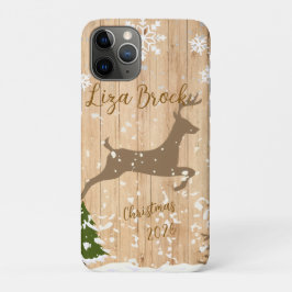 Capa Para iPhone 11 Pro Enfeite de Natal de corça personalizado