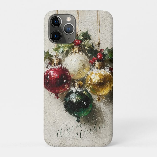 Capa Para iPhone 11 Pro Enfeites de Natal Antigos (Verso)