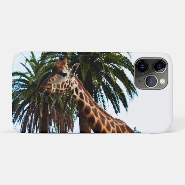 Capa Para iPhone 11 Pro Engraçado Girafa Dando Um Framboesa, (Verso (horizontal))