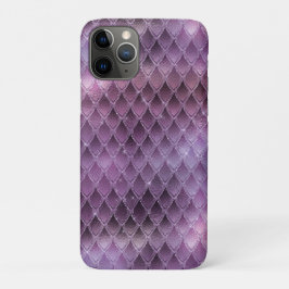 Capa Para iPhone 11 Pro Escamas de Dragão com Ombre Roxo Brilhante e Glitt