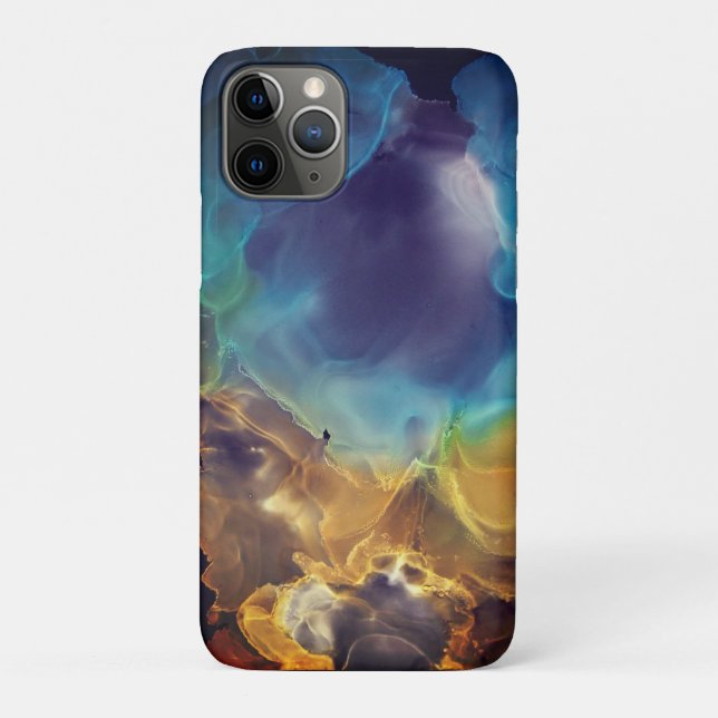 Capa Para iPhone 11 Pro Espaço Nebula azul Amarelo Álcool Arte (Verso)