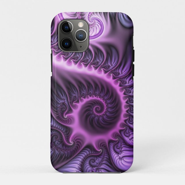 Capa Para iPhone 11 Pro Espiral De Arte Fractal, Roxal, Rosa-Legal, vívida (Verso)