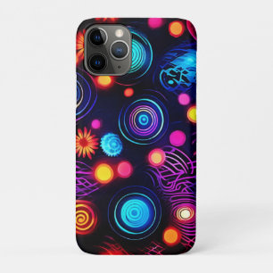 Capa Para iPhone 11 Pro Espiral de Neon e Arte Dot Vibrante