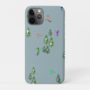 Capa Para iPhone 11 Pro Esqui Abrindo Natal Esquiando esquiadores azuis