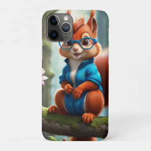 Capa Para iPhone 11 Pro Esquilo Fofo no Galho da Árvore