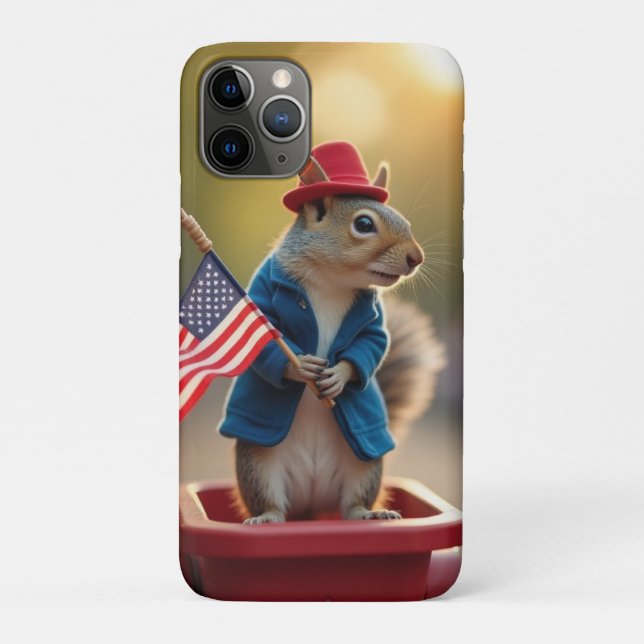 Capa Para iPhone 11 Pro Esquilo Patriótico (Verso)