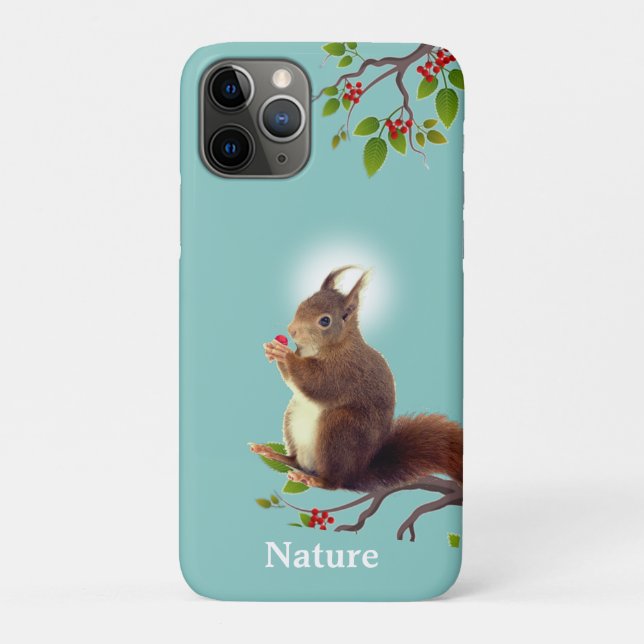 Capa Para iPhone 11 Pro Esquilo Selvagem Fofo & Texto Editável (Verso)