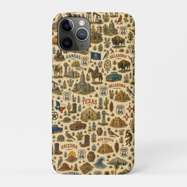 Capa Para iPhone 11 Pro Estados da Rota 66 Pocket Tour   (Verso)