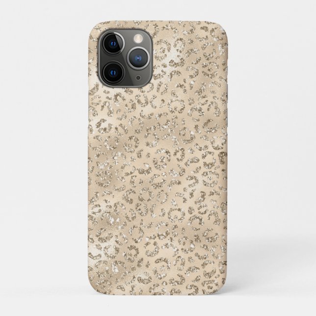 Capa Para iPhone 11 Pro Estampa de Pele de Leopardo Guepardo Marrom Animal (Verso)