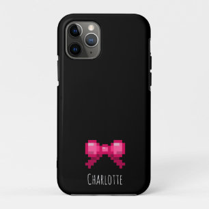 Capa Para iPhone 11 Pro Estilo de fita cor-de-rosa de 8 bits Nome Gamer Pr