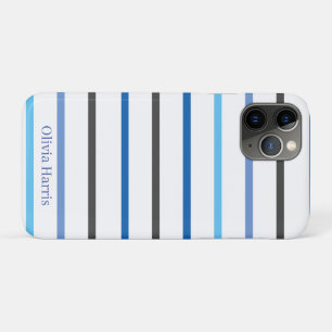 Capa Para iPhone 11 Pro Estilo Moderno Listras Azuis Personalizado