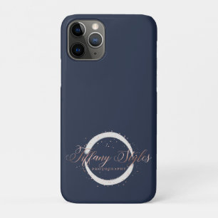 Capa Para iPhone 11 Pro Estilos de Tiffany Marinho Azul e Rosa Dourado Log