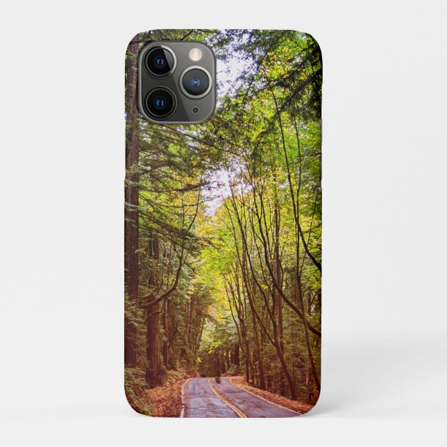 Capa Para iPhone 11 Pro Estrada úmida através de árvores verdes no outono  (Verso)