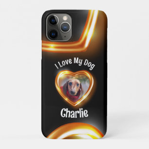 Capa Para iPhone 11 Pro Eu Amo Meu Cachorro Acessando Coração Brillante