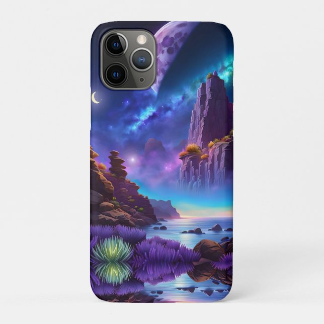 Capa Para iPhone 11 Pro Fantasia de Paisagem lavanda (Verso)