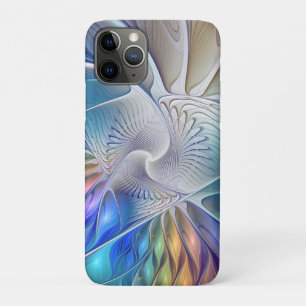 Capa Para iPhone 11 Pro Fantasia Floral, Abstrato Fractal Colorida