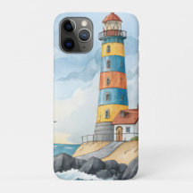 Farol Colorido em Aquarela