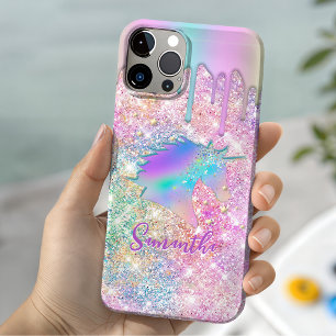 Capa Para iPhone 11 Pro Faux Faux unicórn do Arco-Íris Cujo monograma é da