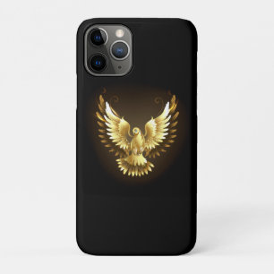 Capa Para iPhone 11 Pro Faux Gold Foil Peace Dove em Preto