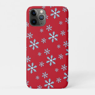 Capa Para iPhone 11 Pro Feliz Natal Floco de Neve Azul Férias de Inverno