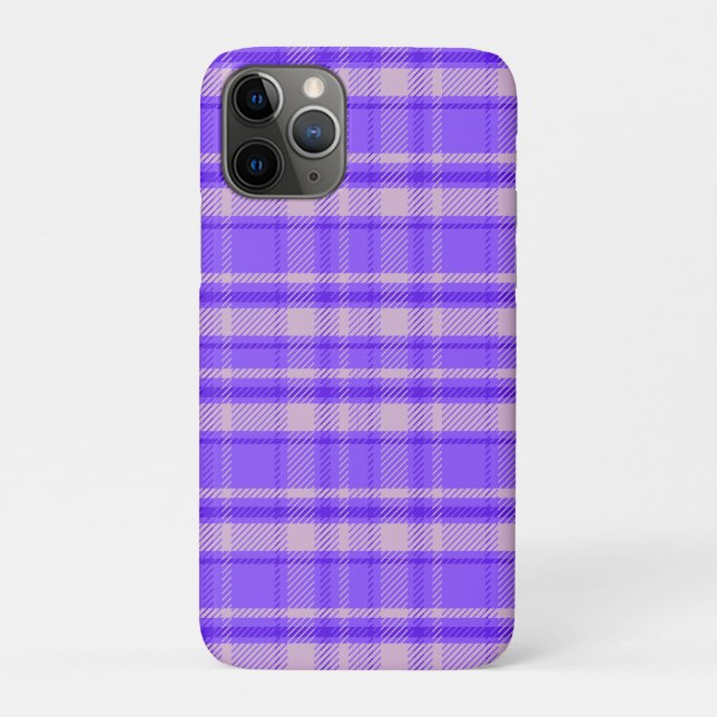 Capa Para iPhone 11 Pro Feliz Peri Xadrez, Tartan Roxo (Verso)