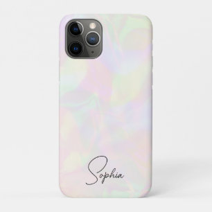 Capa Para iPhone 11 Pro Feminina de Luxo Holográfico e Faux Iridescente