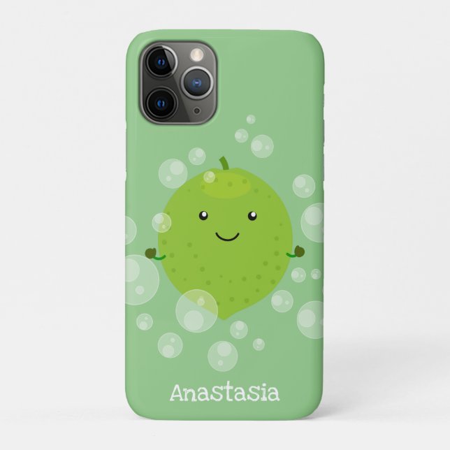 Capa Para iPhone 11 Pro Figura de desenho animado das bolhas de limão verd (Verso)